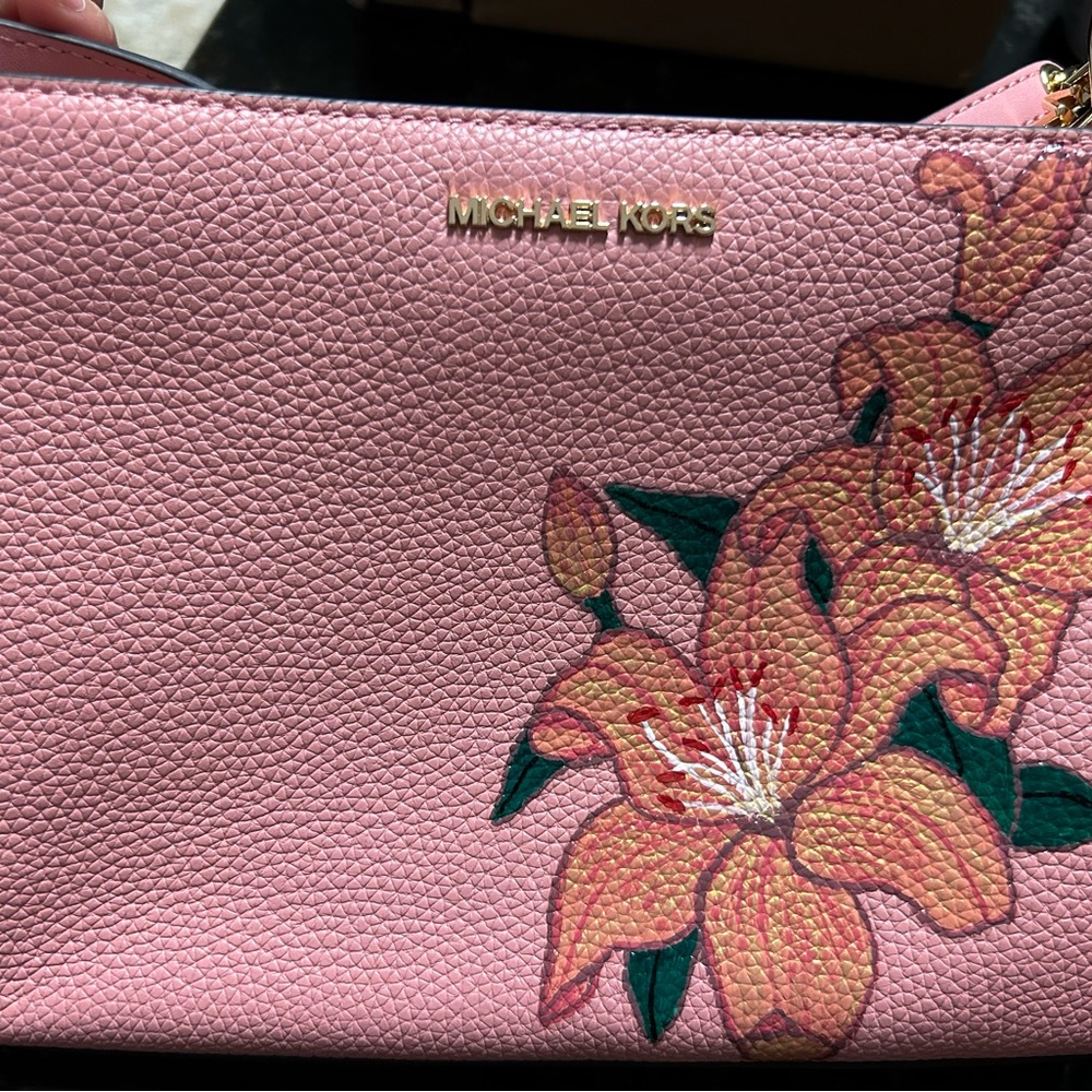 NWT Michael Kors Trisha crossbody primrose hand painted lilies (by me)
